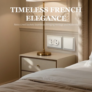 Norme européenne <span class=keywords><strong>16A</strong></span> 220V métal <span class=keywords><strong>PC</strong></span> matériel encastré prise française murale 2 prises secteur avec prise et prises de courant nominales <span class=keywords><strong>16A</strong></span> - Product Image 2