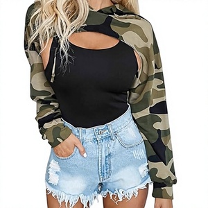 Sudadera con Capucha Corta de Manga Larga para Mujer, Estilo Punk, Hip Hop, Sexy, para Bailar, Rave - Product Image 1