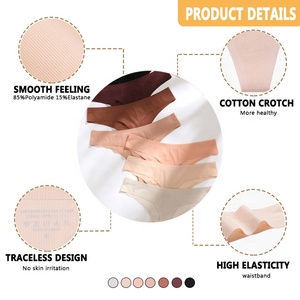 Culottes sans couture pour femmes, string en coton, pour femme, tanga invisible, string en soie glacée, taille basse, sous-vêtements sans couture - Product Image 2