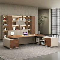 Bureau de direction moderne en forme de L, table de bureau en bois de luxe, mobilier de poste de travail professionnel