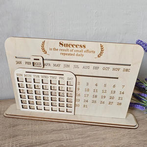 Индивидуальные деревянные резные вечные календари, самодельное украшение для дома и офиса ручной работы, креативные и персонализированные подарки - Product Image 3