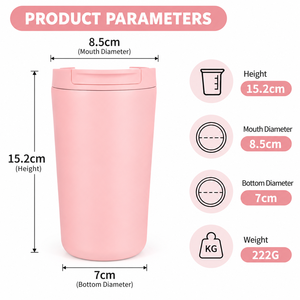 แก้วกาแฟสแตนเลส 304 ขนาด 12 ออนซ์ เก็บความร้อน-เย็น แบบสุญญากาศ ผนังสองชั้น พกพาสะดวก พร้อมขีดบอกปริมาณ สำหรับใช้ในรถยนต์ สำนักงาน และที่บ้าน - Product Image 5