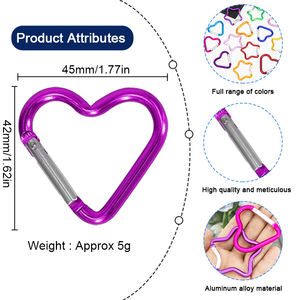 Stock de fábrica Camping al aire libre de alta calidad logotipo personalizado mosquetón lindo tipo corazón primavera hebilla gancho mosquetón de aluminio - Product Image 2