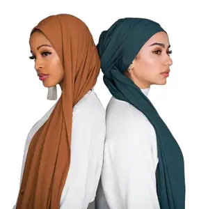 2020 秋冬新款纯色针织女式围巾阿拉伯马来西亚伊斯兰妇女百褶围巾头巾