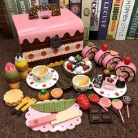 Cadeau de Nouvel An pour filles, ensemble de découpe de gâteau en bois simulé, jeu de cuisine, jouet petite princesse