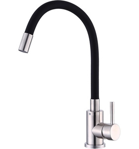 Design moderno in acciaio inox <span class=keywords><strong>flessibile</strong></span> rubinetto della <span class=keywords><strong>cucina</strong></span> miscelatore semplice nero caldo freddo ceramica per lavello da <span class=keywords><strong>cucina</strong></span> prezzo competitivo - Product Image 1