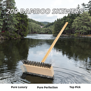 Lot de 100 ou 200 brochettes en bois Teppo pour sushi - Piques à palettes de 4,7 pouces de longueur avec manche en bois pour barbecue au charbon de bois, camping et fêtes - Product Image 2