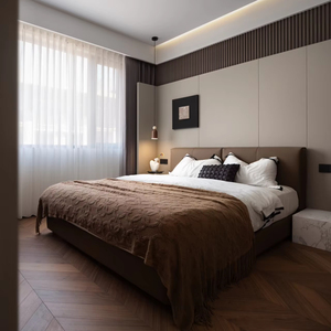 Phòng ngủ hiện đại thiết lập với bọc đầu giường bằng đá cẩm thạch bên bảng bán buôn cho các dự án khách sạn nhà cao cấp - Product Image 1