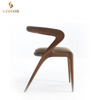Chaises Modernes en Chêne Massif Rembourrées de Cuir pour Table à Manger