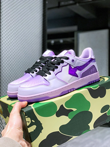 Artículos de Alta Calidad Más Vendidos en 2025, Zapatillas Deportivas Casuales de Moda Bapeeess con Cordones, Malla y Cuero Sintético PU Morado - Product Image 3