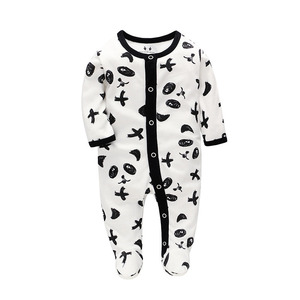 Venta al por mayor <span class=keywords><strong>caliente</strong></span> personalizado de dibujos animados-Imprimir bebé bambú pijamas de manga larga bebé invierno pijamas de estilo largo bebé mamelucos - Product Image 3