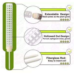 Poteau de mousse en plastique transparent pour plantes grimpantes d'intérieur, support de croissance pour plantes, piquet de mousse en coco, totem de mousse, piquet transparent pour plantes rampantes - Product Image 5