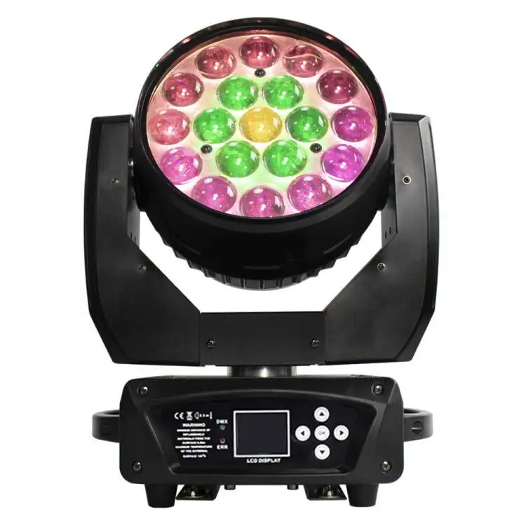 19x15W Rgbw 4 en 1 Led Cabeza móvil Zoom Beam Wash Etapa Iluminación Beam Led Cabeza móvil Luz