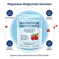 Gummies de Bisglycinate de Magnésium Saveur Framboise Végétaliennes Sans OGM Favorisent le Sommeil, la Récupération Musculaire et la Santé Osseuse Complément Alimentaire OEM
