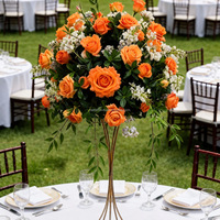 Grande boule de fleurs artificielles en soie orange pour centres de table de mariage