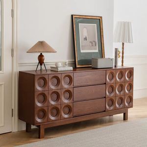 Aparador de Gran Capacidad de Estilo Moderno de Mediados de Siglo, Mueble de Almacenamiento Lateral de Madera Sólida para Sala de Estar - Product Image 1