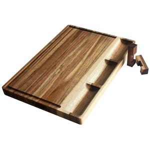 Tabla de cortar de madera rectangular multifunción para encimera de cocina, frutas, verduras, alimentos cocinados - Product Image 4