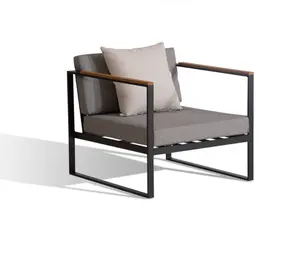 7-9 sièges accoudoir en bois de teck meubles d'extérieur lame de rotin de patio de meubles canapé cadre en aluminium canapé avec solarium