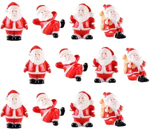12 PCS Mini Fairy Garden Christmas Statues Miniature Resin Santa Claus Figurines