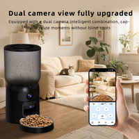 Distributeur automatique de nourriture pour animaux de compagnie intelligent OEM, application de contrôle à distance, puce électronique, laser pour taquiner les animaux, 2 caméras, vision nocturne HD 1080P, 5L, application de distributeur automatique de nourriture pour animaux de compagnie