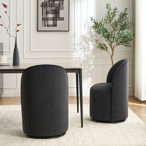 Sillas de Comedor Giratorias Tosee Modernas en Terciopelo Gris Oscuro, Respaldo Acolchado 360°, Silla Lateral Cómoda con Patas de Metal, 1 Año de Garantía - Product Image 5