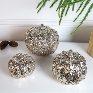Ornement de Noël rond fait main en mousse dorée perlée de 8 cm de haute qualité <span class=keywords><strong>Miman</strong></span> pour la saison des fêtes - Product Image 3