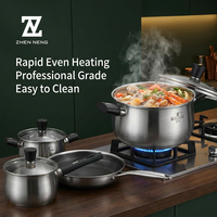 Ensemble de casseroles OEM modernes en acier inoxydable 304, qualité alimentaire 18/10, avec revêtement alvéolé, base triple couche, compatible induction