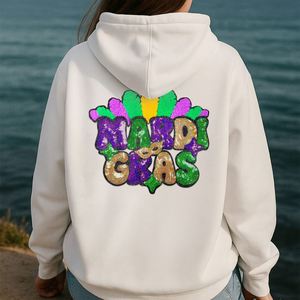 28cm Big <b>Iron</b> on Gold Glitter Sequin Chenille Mardi Gias Patch for Hat Hoodies Decoration - Product Image 2