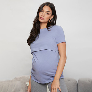 ZY, venta al por mayor, <span class=keywords><strong>ropa</strong></span> de maternidad, camisetas de Yoga de alta calidad, camisetas de maternidad de manga corta sueltas <span class=keywords><strong>para</strong></span> amamantar - Product Image 2