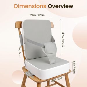Chaise de cuisine pour enfant <span class=keywords><strong>avec</strong></span> <span class=keywords><strong>dossier</strong></span>, sangles réglables, siège <span class=keywords><strong>rehausseur</strong></span> portable de voyage pour bébé, coussin <span class=keywords><strong>rehausseur</strong></span> en mousse à mémoire de forme - Product Image 2