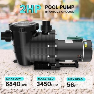2 HPセルフプライミングプールポンプグラウンド/イングラウンド6900GPHデュアル電圧強力ツールスイミングプール用31,000ガロン - Product Image 2