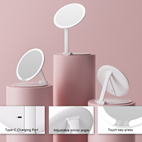 Miroir de maquillage LED intelligent avec interrupteur à induction, arrêt programmé, fonction mémoire, miroir de vanité pliable