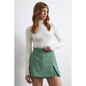 กางเกงขาสั้นเอวสูงสีเขียว กางเกงขาสั้นสไตล์ทวีดสำหรับผู้หญิง แฟชั่นลำลอง - Product Image 6
