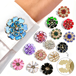 Couvre-boutons de luxe de haute qualité avec clip, processus de soudage diamant, couvre-boutons fleuris détachables pour femmes - Product Image 5
