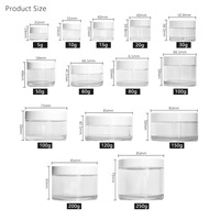 3ml-250ml Bocaux cosmétiques cylindriques en plastique Petg 10g Bocal Petg double paroi 10ml Ps Ps pots de crème cosmétique transparents avec couvercles noirs