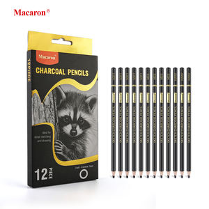 Macaron 12 pièces crayons de charbon de bois 4mm épaissi noyau de charbon de bois de peuplier croquis <span class=keywords><strong>crayon</strong></span> de dessin <span class=keywords><strong>pour</strong></span> le dessin - Product Image 1