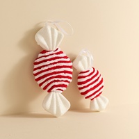 Ornement suspendu pour sapin de Noël, nouveau, en velours pelucheux, en forme de canne à sucre, accessoires photo style Instagram, décorations de Noël classiques