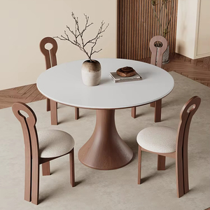 2025 moderno tavolo da pranzo in legno massello con piano in pietra, medio antico stile francese-americano per famiglie e piccoli appartamenti - Product Image 4