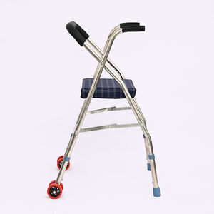 Canne à quatre pieds en acier inoxydable robuste et durable, pliable avec siège et roues, aide à la marche pour personnes âgées, rééducation après un AVC - Product Image 2