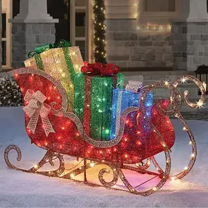 43英寸/3D圣诞雪橇饰品带发光二极管灯家庭花园节日圣诞节