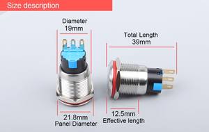 مفتاح 19 ، مفتاح تبديل 3pin 1NO1NC <span class=keywords><strong>3</strong></span> موضع 12-24 فولت زر ميكانيكي مفتاح تحكم عن بعد - Product Image 5