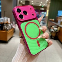 Coque de téléphone magnétique de luxe à effet ondulé et couleurs contrastées pour iPhone 18 17 16 15 14 Pro Max avec grande fenêtre pour l'appareil photo et dos rigide
