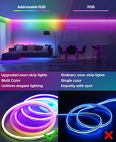 Bandes lumineuses LED néon RGBIC intelligentes avec contrôle musical par application, 24V 3535 96 LED/m, étanches IP65, kit complet pour la décoration de chambres et de fêtes