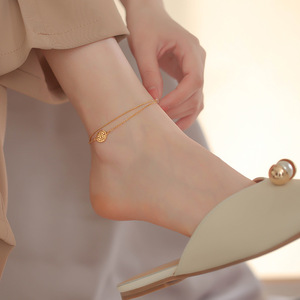 Cavigliera da Donna in Acciaio Inossidabile 316L Antiossidante, Placcata in Oro 18K, Catena Portafortuna - Product Image 3