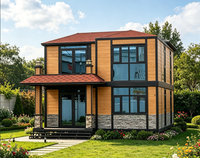 Maison préfabriquée en conteneur avec base en acier renforcé, détachable, résistante à l'humidité, 10-40 pieds, double couche
