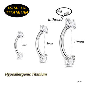<span class=keywords><strong>Piercing</strong></span> de Ceja de <span class=keywords><strong>Titanio</strong></span> ASTM F136, Barra Curva con Rosca Interna de 16G, Joyería para <span class=keywords><strong>Piercing</strong></span>, Pendientes de Cartílago de 6-10mm, Unisex, Tipo <span class=keywords><strong>Banana</strong></span> - Product Image 1