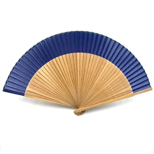 Houten Bamboe Ribben Luxe Zijde Draagbare Logo Opvouwbare Oosterse Chinese Stijl Handfans Voor Bruiloft