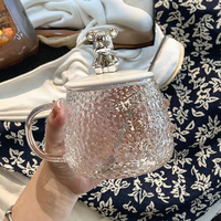 Tasse à Café pour Femmes Ours, Gobelet d'Eau avec Couvercle et Cuillère, Verre Thermorésistant, Tasse de Bureau pour Femmes, Idéale pour Fêtes et Voyages
