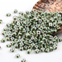 Manik-manik Kaca Bohemian Bergaris Motif Labu 5mm, Kemasan Besar 450g untuk Pembuatan Perhiasan Gelang DIY