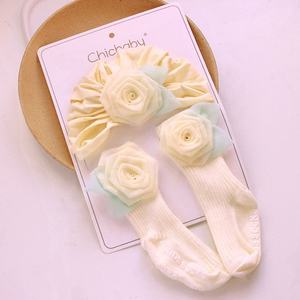 Conjunto de calcetines con sombrero de flores para niña recién nacida, conjunto de calcetines de algodón antideslizantes para niño recién nacido, regalos para niñas, conjunto de gorro turbante con flores rosas - Product Image 5